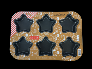 LA CUCINA Kovová forma na pečení 6 formiček 26x35cm tvar: hvězda
