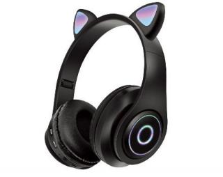 Bezdrátová sluchátka Cat Ear pastelové P39M Barva: Černá