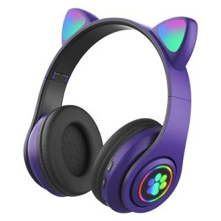 Bluetooth sluchátka Cat Ear s tlapkou PXZ-B39 Barva: Fialová