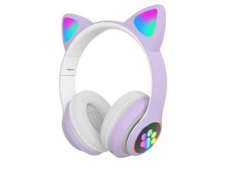Bluetooth sluchátka Cat Ear s tlapkou STN-28 Barva: Světle fialová