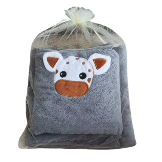 Dárková sada heboučkých fleece přikrývek Kravička Barva: Šedá