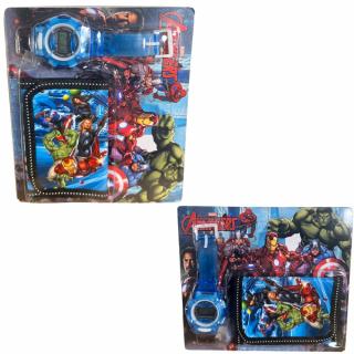 Dětská peněženka Avengers s hodinkami Barva: Modro/černá