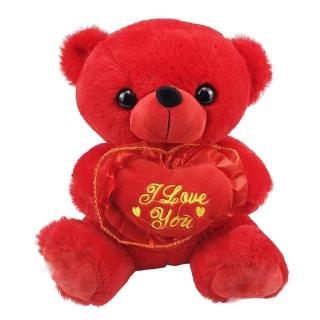 Plyšový medvídek červený se srdcem 23 cm