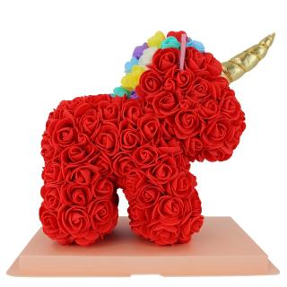Rose Bear - Jednorožec z růží červený 20 cm
