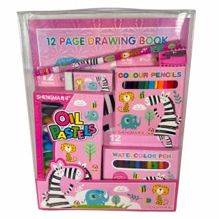 Školní sada zvířátek oil pastels Barva: Růžová