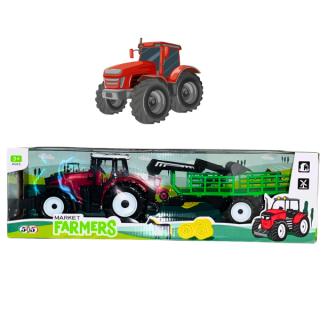Traktor s vlečkou a hydraulickou rukou