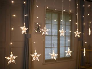 Vánoční světelný LED závěs hvězdičky 5 m Barva: Teplá bílá