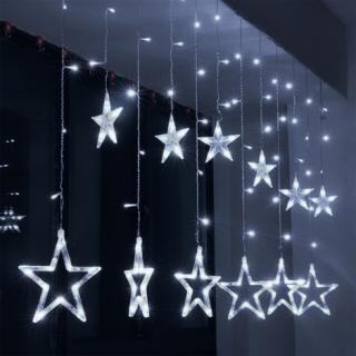 Vánoční světelný LED závěs velkých hvězd 5 m Barva: Studená bílá