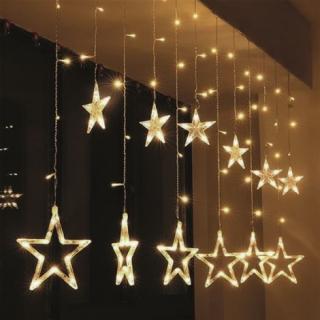 Vánoční světelný LED závěs velkých hvězd 5 m Barva: Teplá bílá