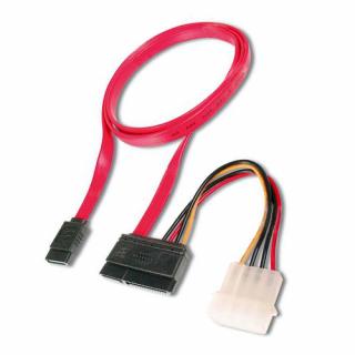 Datový kabel SATA 2.0 3GBs 0,5m rovný + napájení