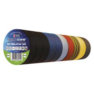 Izolační páska PVC 15mm/10m barevný mix 10ks