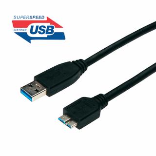 Kabel USB 3.0 - microUSB A-B 5Gbps 9pin 1m černá