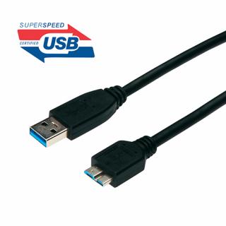 Kabel USB 3.0 - microUSB A-B 5Gbps 9pin 3m černá