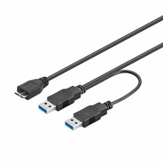 Kabel USB 3.0 - microUSB A-B 5Gbps 9pin HDD-Y 30cm černá