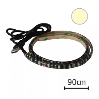 LED pásek 5V 3528 s kabelem a USB Barva: bílá studená, Délka: 0,9m