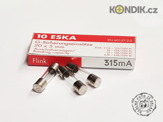 Pojistka 5x20mm rychlá (F) skleněná, Proud: 0,032A