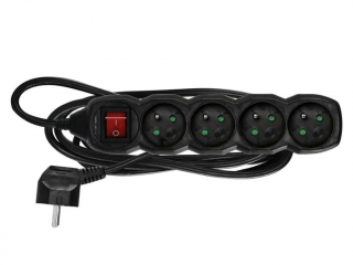 Prodlužovací kabel s vypínačem EMOS černý Počet: 4 zásuvky, Délka: 3m