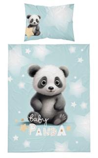 DETEXPOL Povlečení do postýlky Baby Panda modrá  Bavlna, 100/135, 40/60 cm