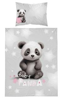 DETEXPOL Povlečení do postýlky Baby Panda šedá  Bavlna, 100/135, 40/60 cm