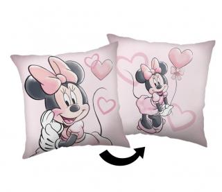 JERRY FABRICS Mikroplyšový polštářek Minnie Pink heart 02 Polyester, 1x35/35 cm