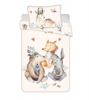 Jerry Fabrics povlečení do postýlky Zvířátka Woodland baby 100 x 135 , 40 x 60 cm