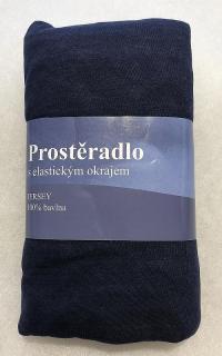 JERRY FABRICS Prostěradlo Jersey Tmavě Modrá Bavlna, 90/200 cm
