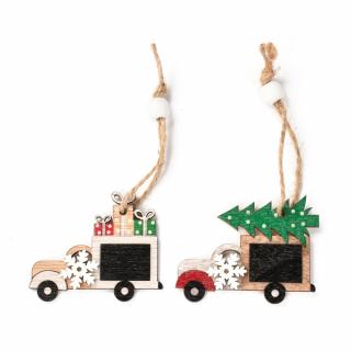 Auto se stromečkem - dřevěná vánoční dekorace