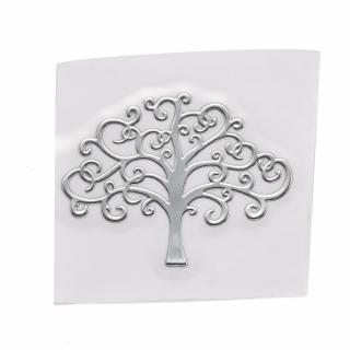 Ezoterická mosazná samolepka - Strom, stříbrná
