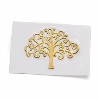 Ezoterická mosazná samolepka - Strom, zlatá