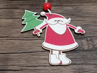 Santa se stromečkem - dřevěná vánoční dekorace