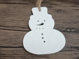 Sněhulák bílý - dřevěná vánoční dekorace