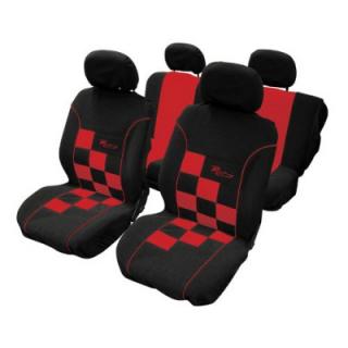Autopotahy do auta - Racing šachovnice, červená
