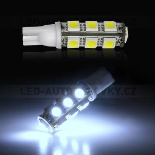 Bílá parkovací žárovka T10 - 13 x LED SMD - bezpaticové, 1ks