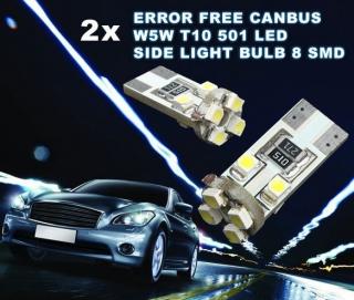 CAN-BUS parkovací světlo T10 (W5W) - BÍLÁ, 8xSMD, 1ks