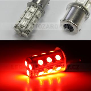 Červená LED SMD žárovka s paticí BA15S, jednopólová.