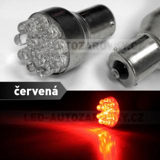 Červená LED žárovka s paticí BA15S, jednopólová 21W, 12LED, 1ks