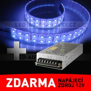 LED pásek - dvouřadý, 5m, modrý - ZDROJ ZDARMA!
