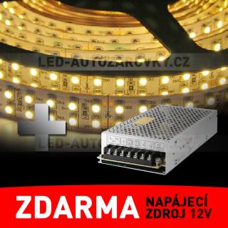 LED pásek - dvouřadý, 5m, žlutobílý - ZDROJ ZDARMA!