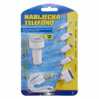 Nabíječka na mobil - 2,1A (iPhone4/5, micro USB, mini USB, Nokia)