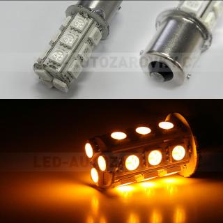 Oranžová LED SMD žárovka s paticí BA15S, jednopólová.