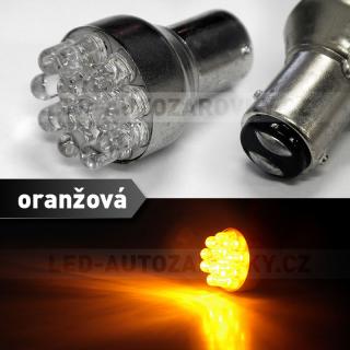 Oranžová LED žárovka s paticí BA15D, dvoupólová 21/5W, 12LED, 1ks