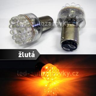 Oranžová LED žárovka s paticí BA15D, dvoupólová 21/5W, 24LED, 1ks