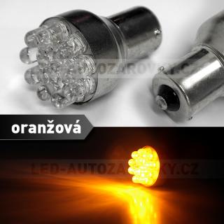 Oranžová LED žárovka s paticí BA15S, jednopólová 21W, 12LED, 1ks