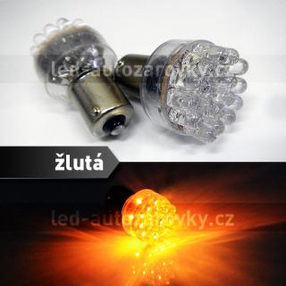 Oranžová LED žárovka s paticí BA15S, jednopólová 21W, 24LED, 1ks