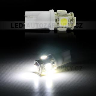 Parkovací světlo T10 - 5 x LED SMD BÍLÉ - bezpaticové, 1ks