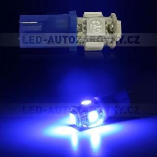 Parkovací světlo T10 - 5 x LED SMD MODRÉ - bezpaticové, 1ks