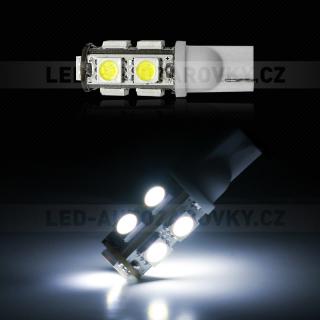 Parkovací světlo T10 - 9 x LED SMD BÍLÉ - bezpaticové, 1ks