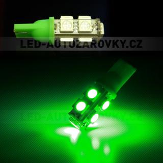 Parkovací světlo T10 - 9 x LED SMD ZELENÉ - bezpaticové, 1ks