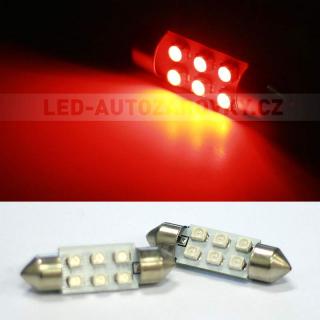 Sufitka červená - Super 6xSMD LED, 41mm