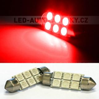 Sufitka červená - Super 6xSMD LED SINGLE, 39mm